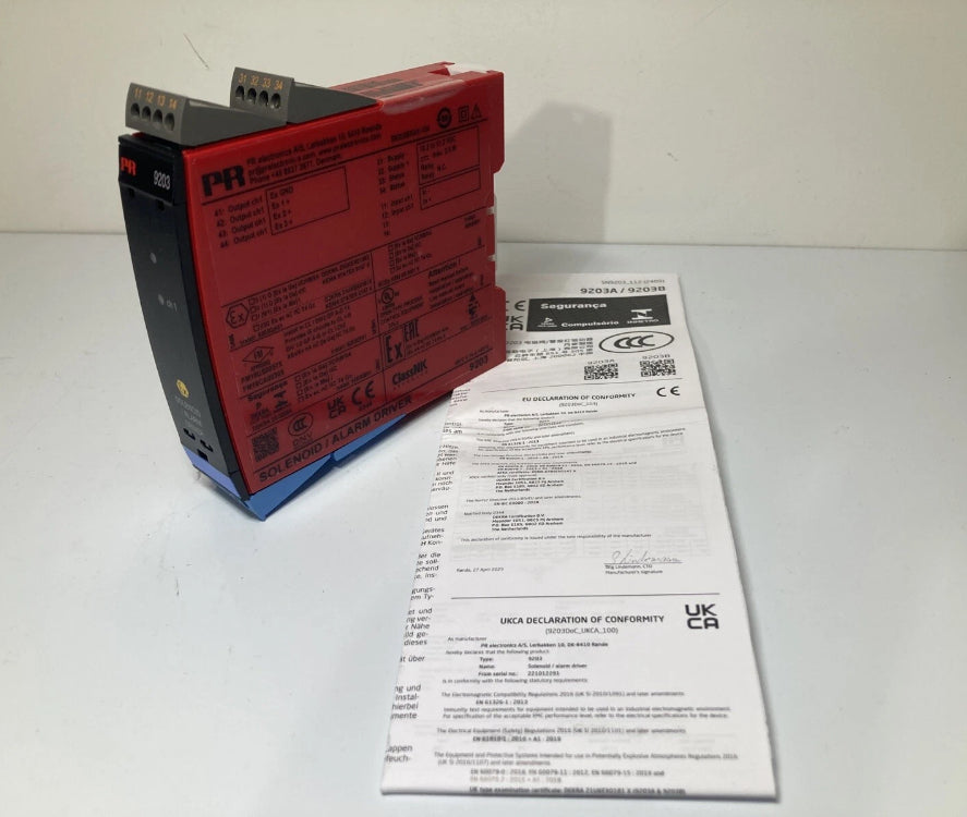 PR 9203B2A solenoid and alarm driver DIN rail with Ex and SIL2 certification for hazardous areas
