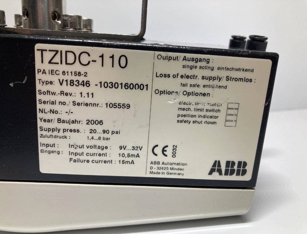 ABB TZIDC-110 Digital Position Controller Type V18346 1030160001 61158-2 CE