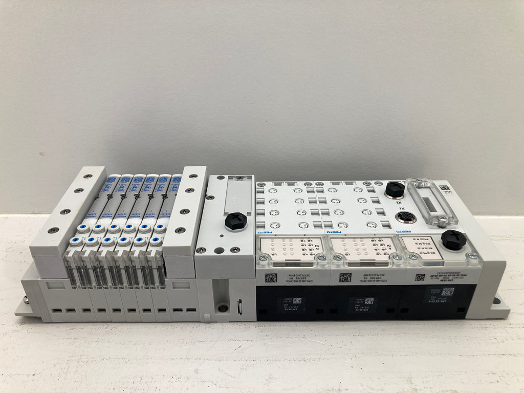 Festo CPX valve manifold assembly with fieldbus module and pneumatic valves
