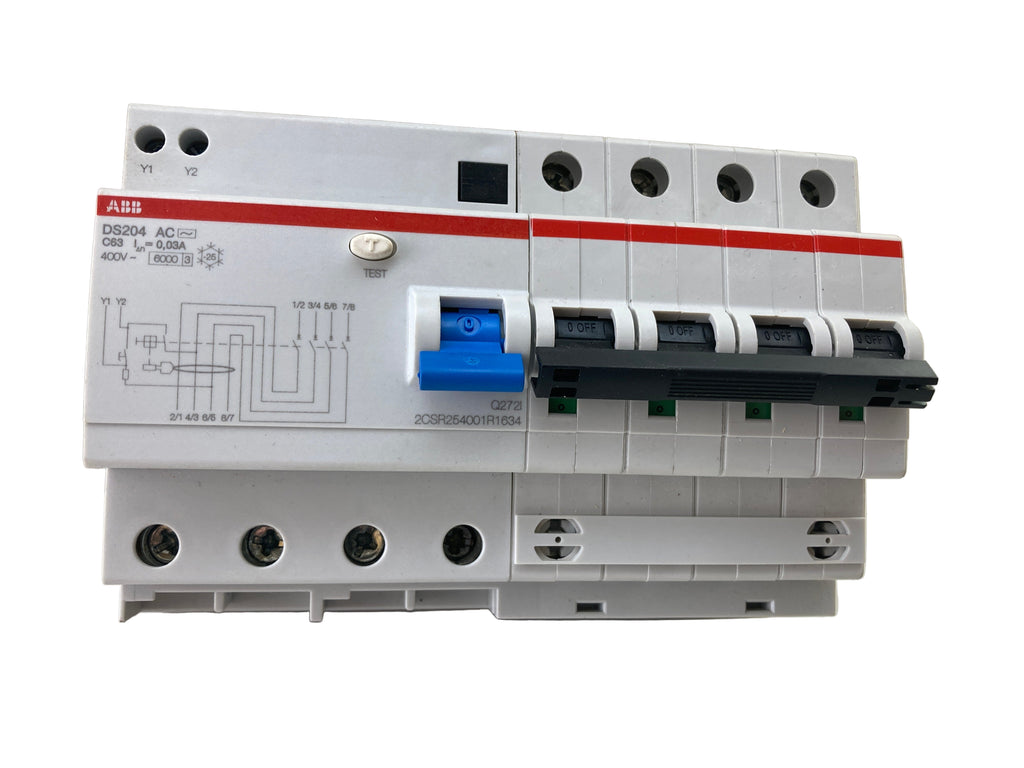 ABB DS204 AC-C63/0.03 RCBO 4-pole 63A 30mA circuit breaker residual current
