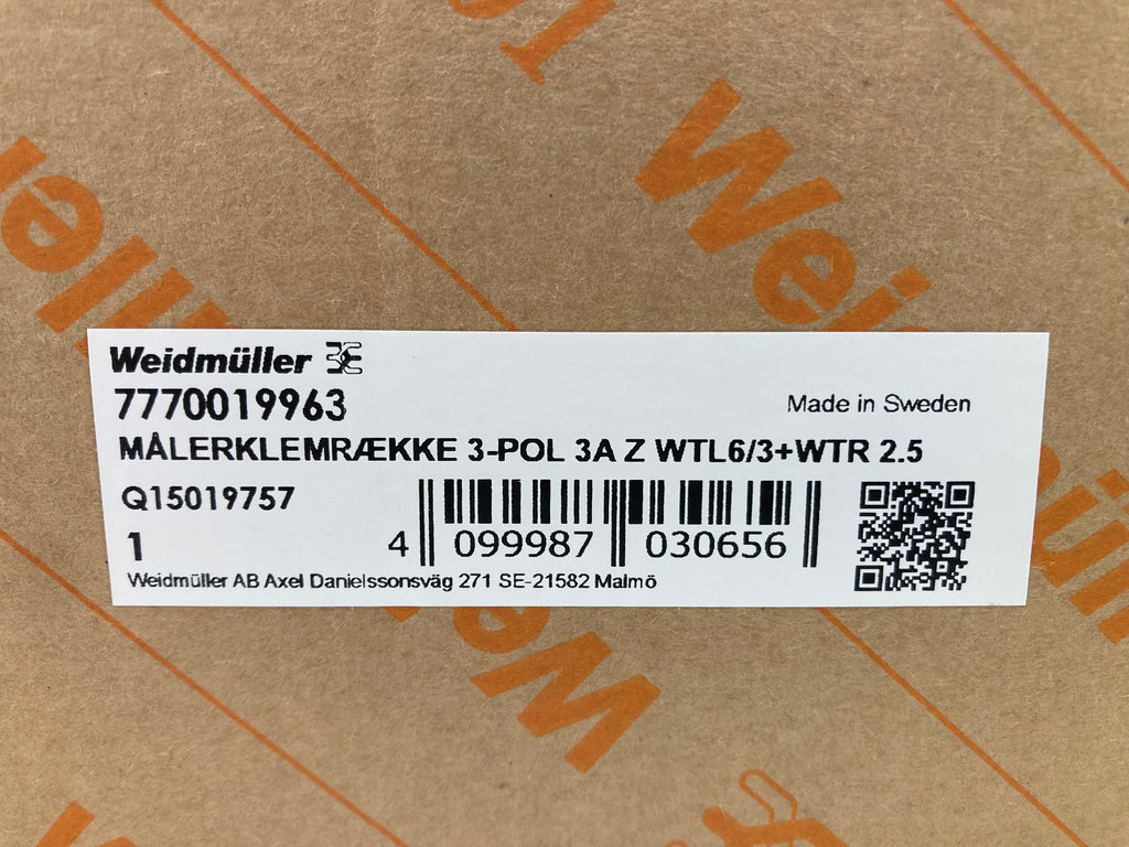 Weidmüller Painter Terminal Block Assembly 3-Pole 3A (7770019963) (New)