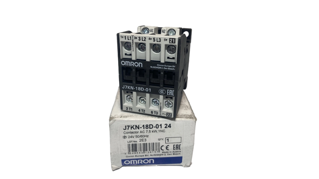 OMRON J7KN-18D-01 magnetic contactor 24V AC 7.5kW for industrial motor control
