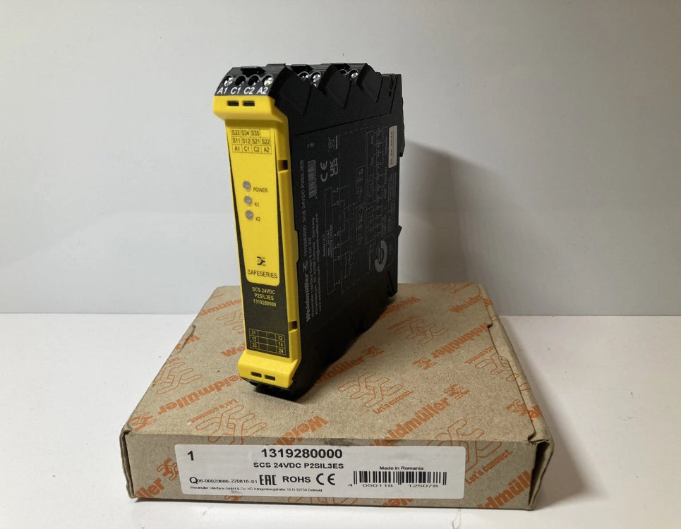 Weidmüller 1319280000 SCS 24VDC P2SIL3ES SafeSeries safety relay with SIL3 and PL e certification
