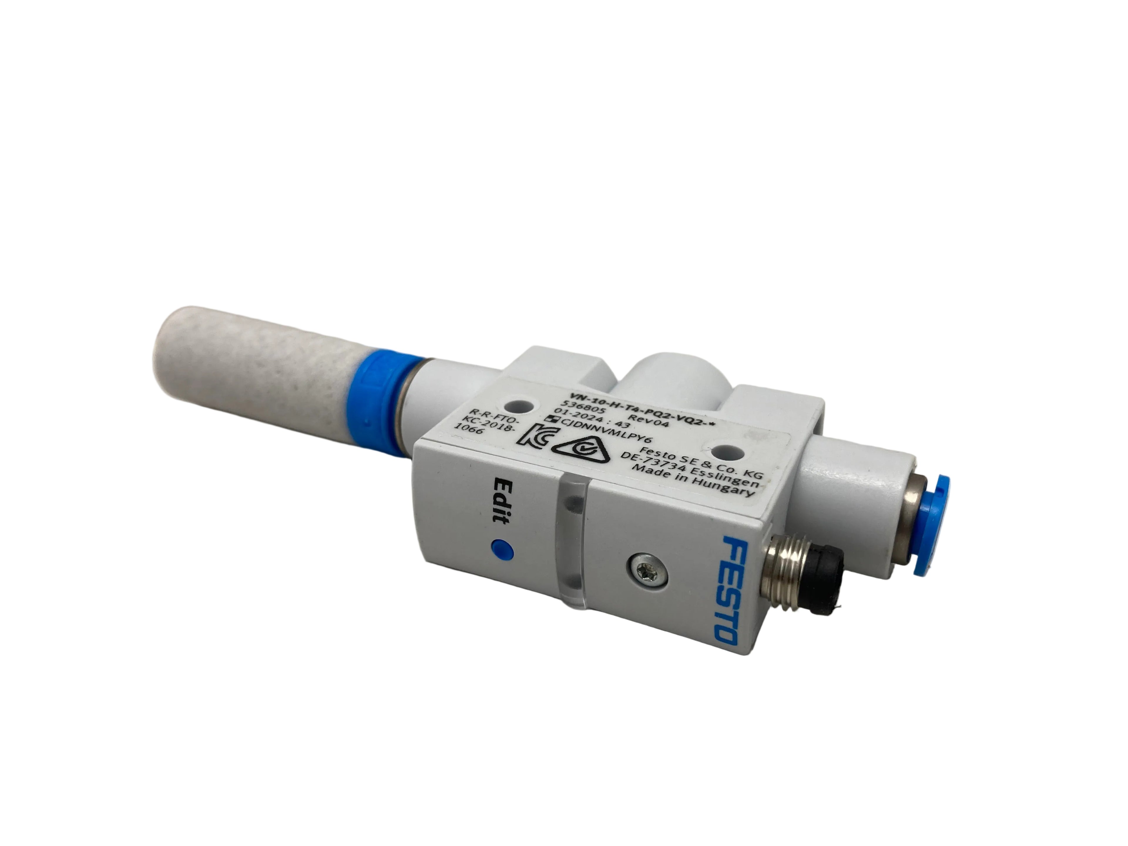 Festo VN-10-H-T4-PQ2-VQ2-O2-P vacuum generator 536805 with push-in connections for industrial automation made in Hungary
