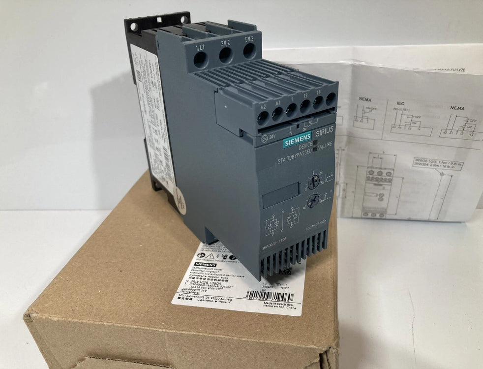 Siemens 3RW3028-1BB04 Sirius Soft Starter 200-480V 230/11 400/18.5KW. AC 24V