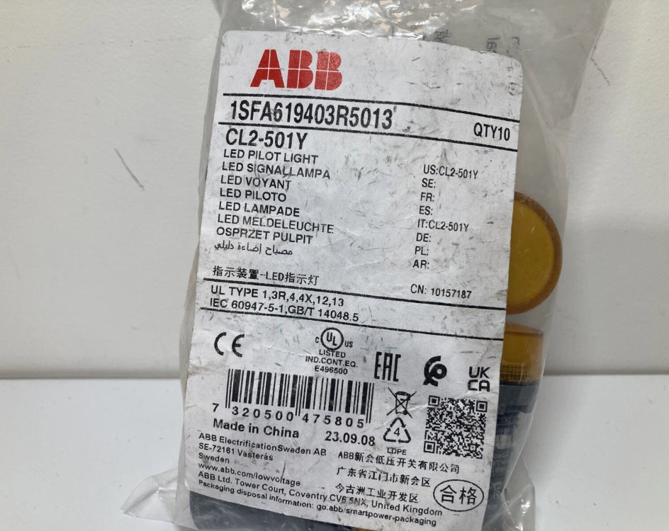 ABB CL2-501Y Indicator Light LED 12V DC 16mA Yellow - 10 pcs. (New)