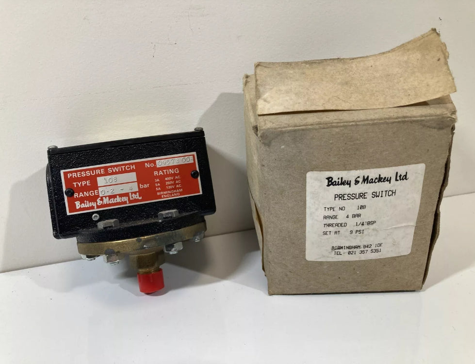 Bailey & Mackey Ltd Type No 108 .4 Bar. Pressure Switch. Fast Shipping.