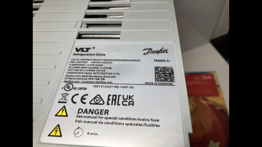Danfoss VLT Refrigeration Drive FC-103 frekvensomformer 5.5kW til køleanlæg
