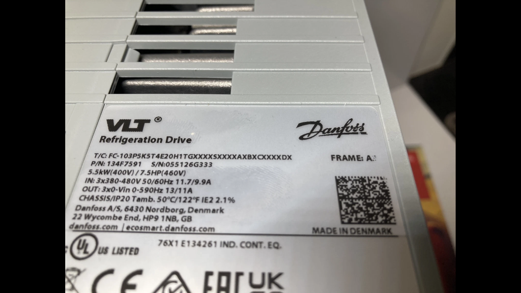 Danfoss VLT Refrigeration Drive FC-103 frekvensomformer 5.5kW til køleanlæg
