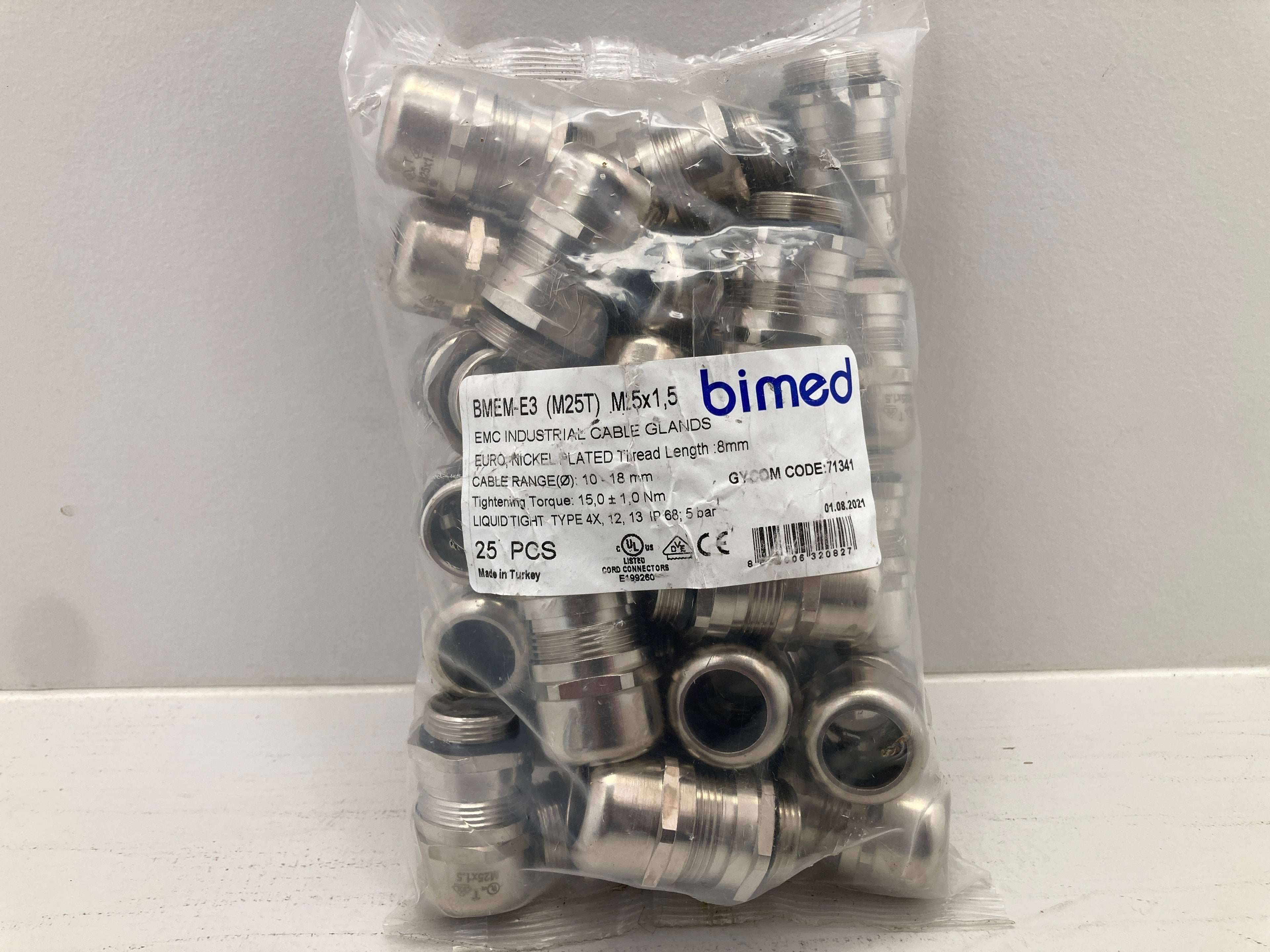 Bimed Kabelforskruninger M25 - BMEM-E3 (25 stk.)