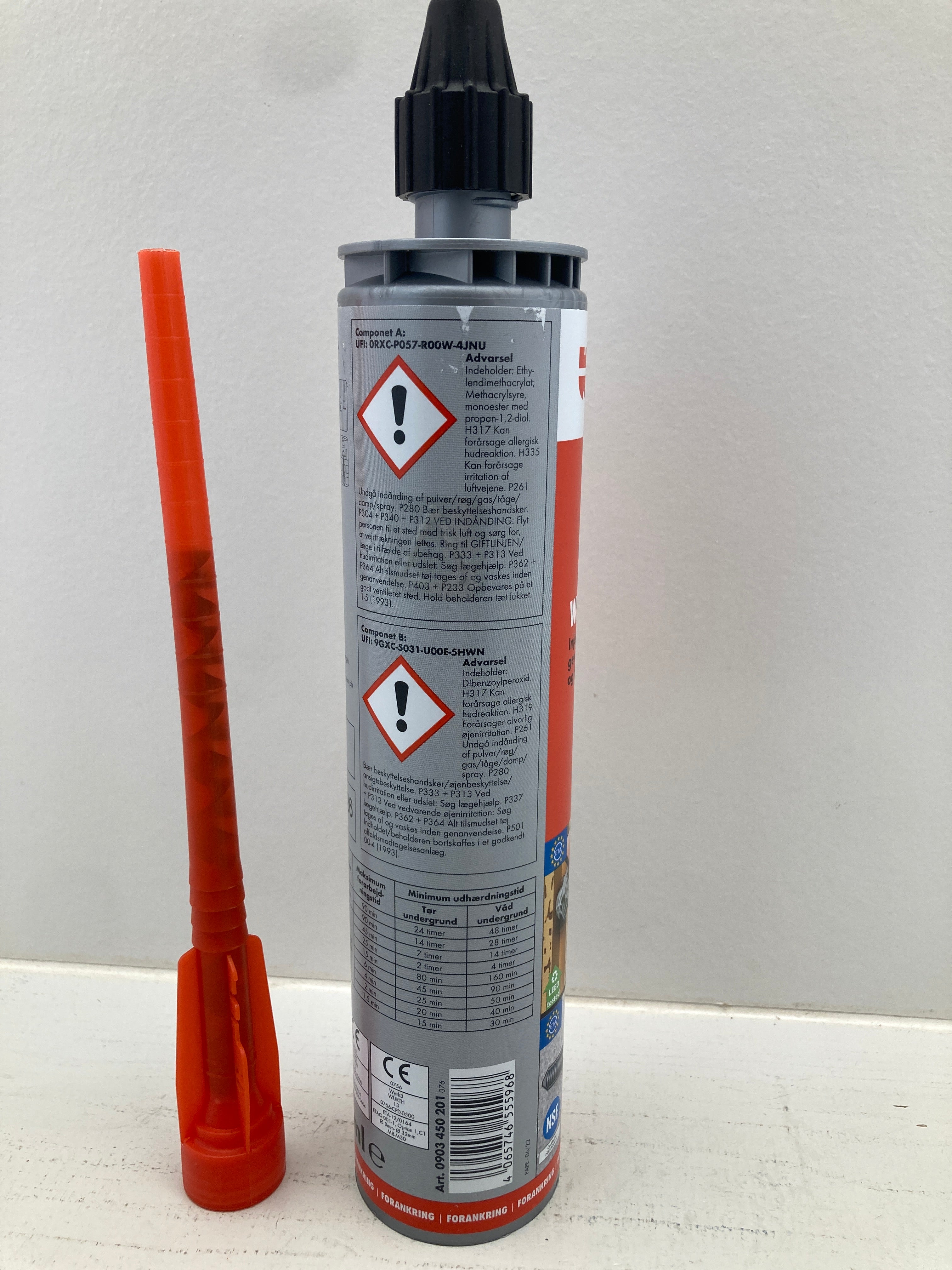 Würth WIT-VM 250 injektionsmørtel 300ml 2-komponent forankring beton murværk
